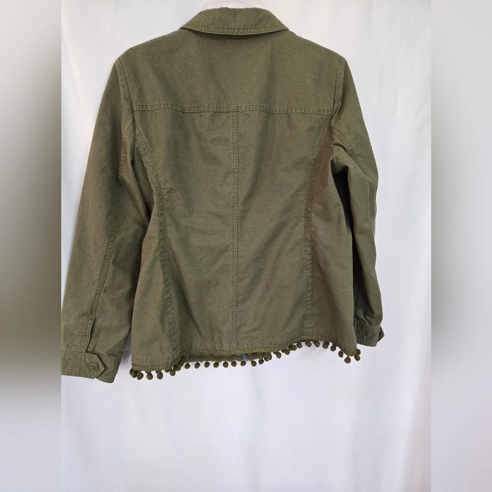 Talbots Dark/ Hunter Green Trendy Weekend Boxy Cotton Jean Jacket. Size M - Picture 3 of 7